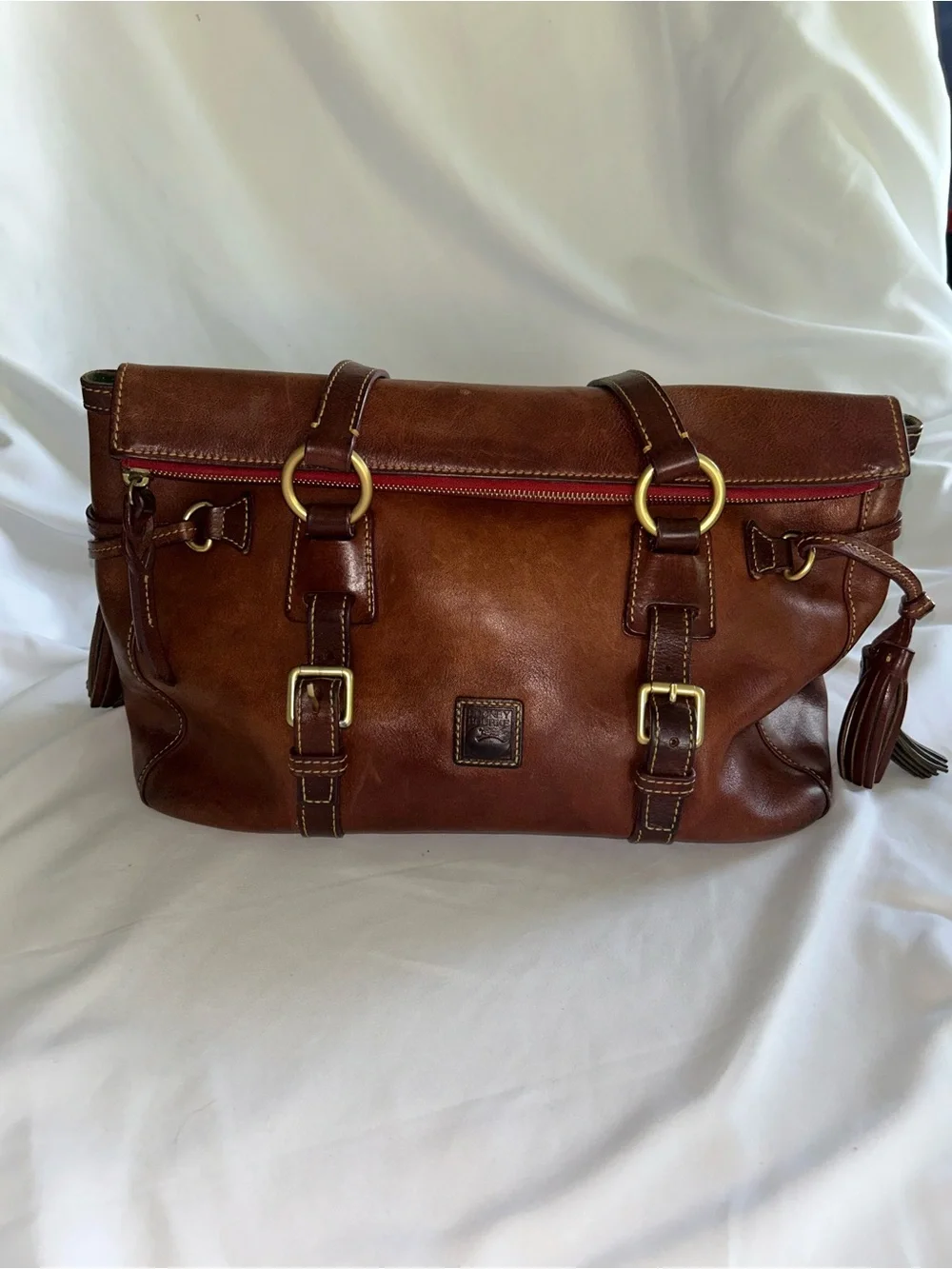 Dooney & Bourke Florentine Leather Satchel Tote Bag Chestnut Brown Vachetta